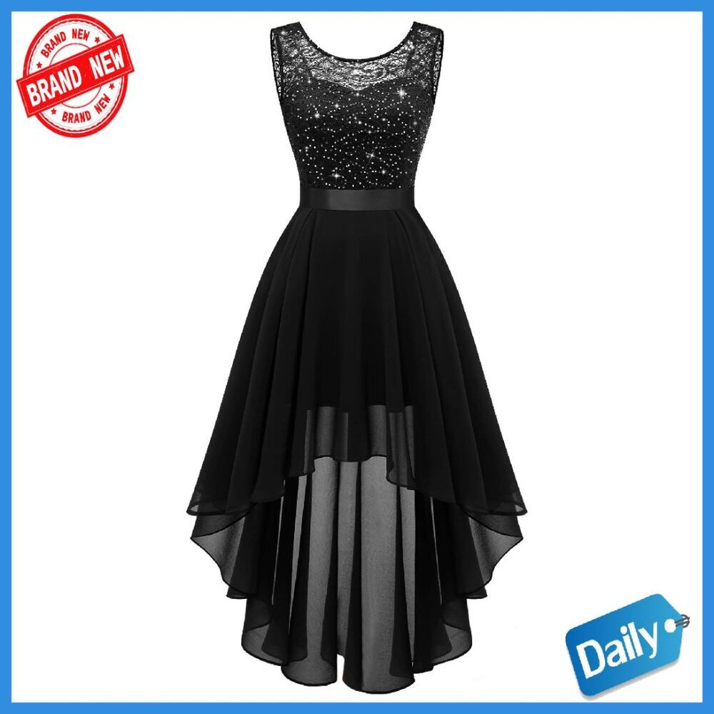 Sequin Lace High-Low Cocktail Dress Formal Party Wedding Guest